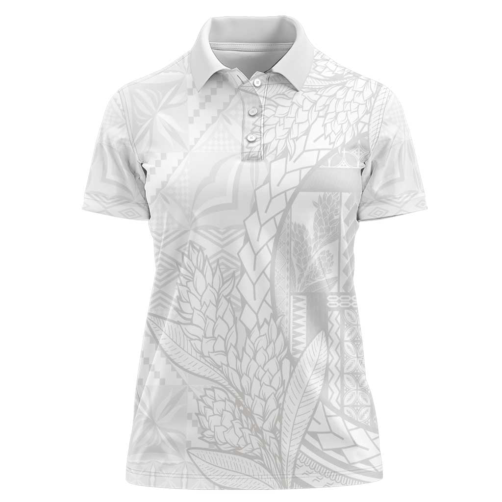 Samoa White Sunday Women Polo Shirt Lotu Tamaiti Siapo With Teuila