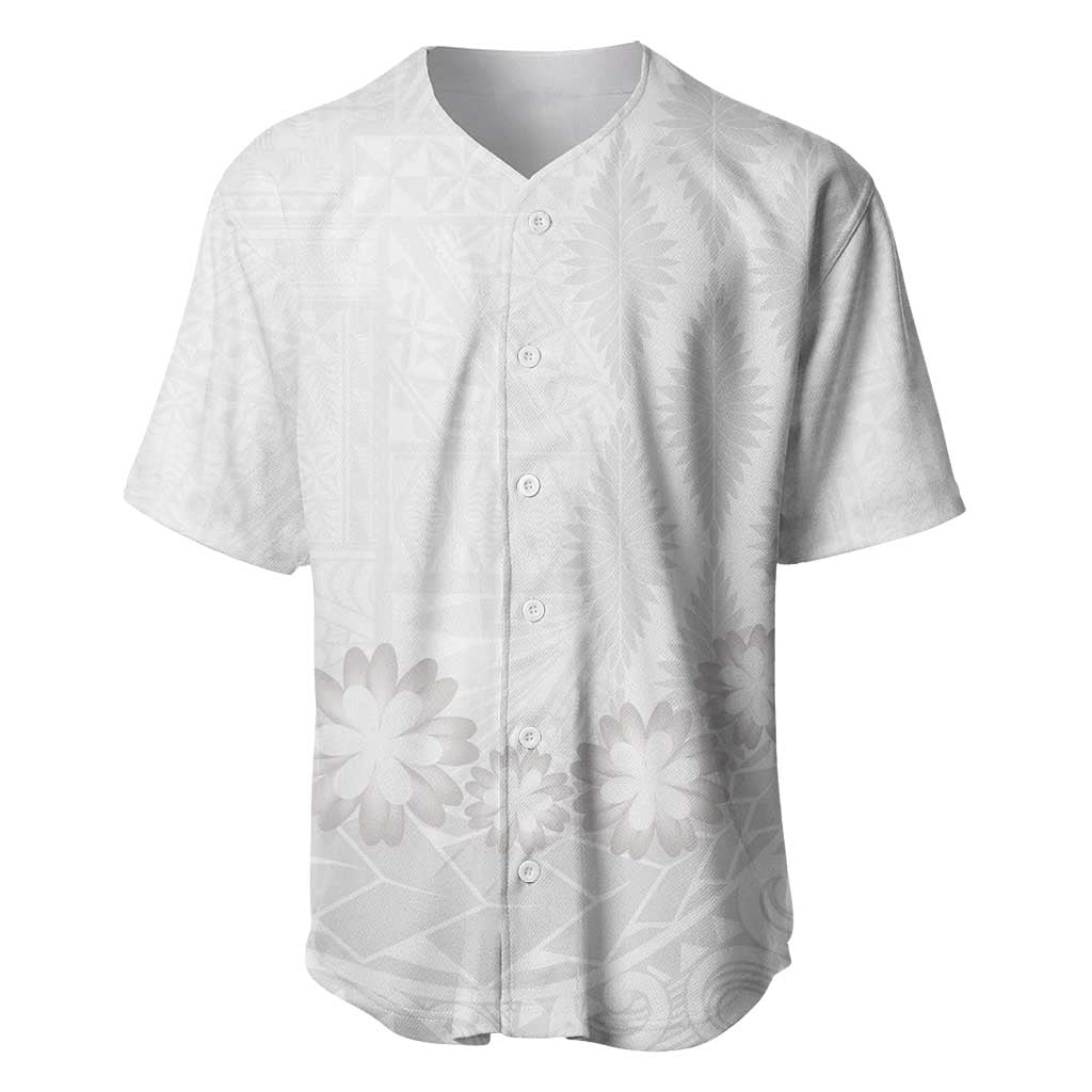 Tonga White Sunday Baseball Jersey Manuia le Aso Sa o Tamaiti Heilala With Ngatu Pattern