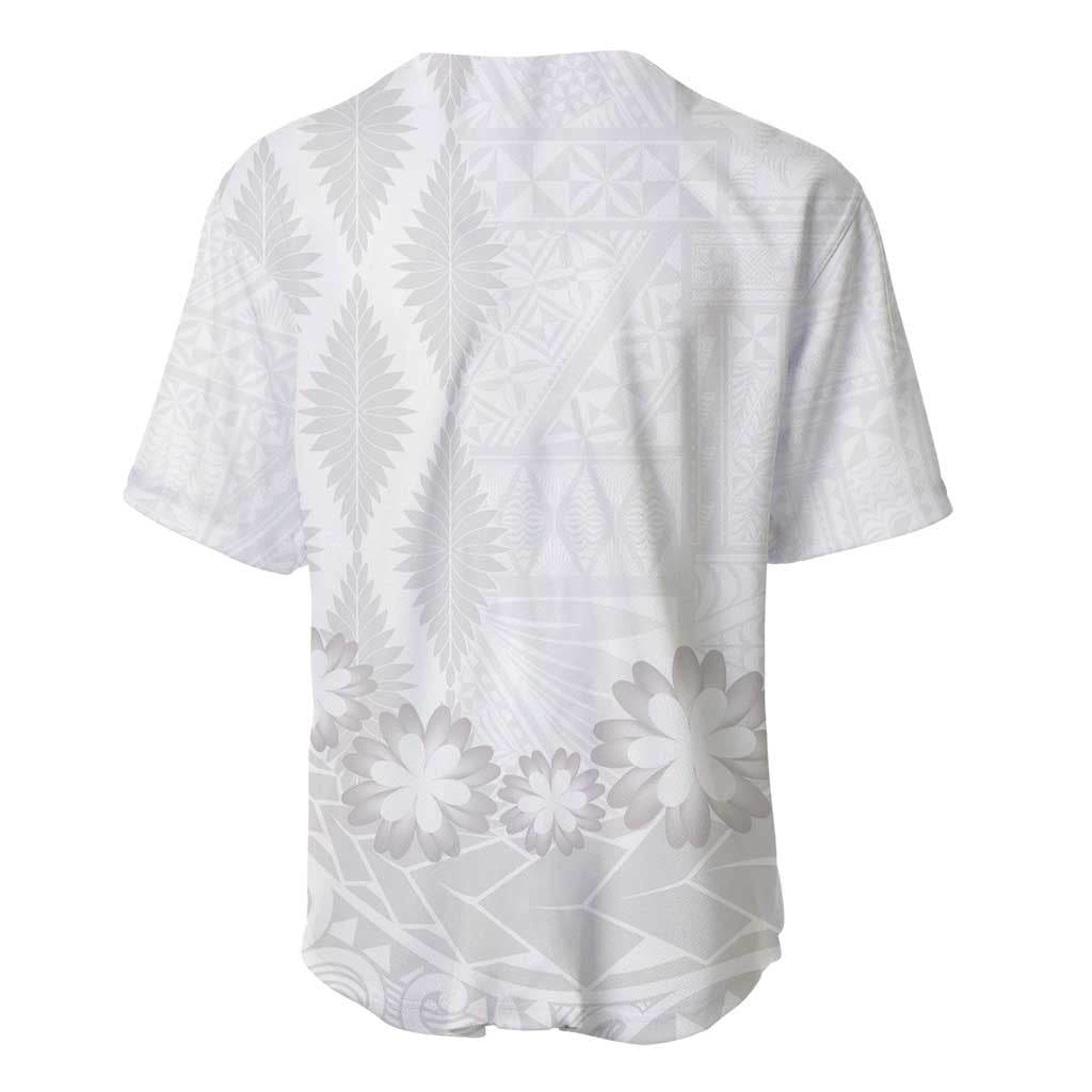 Tonga White Sunday Baseball Jersey Manuia le Aso Sa o Tamaiti Heilala With Ngatu Pattern