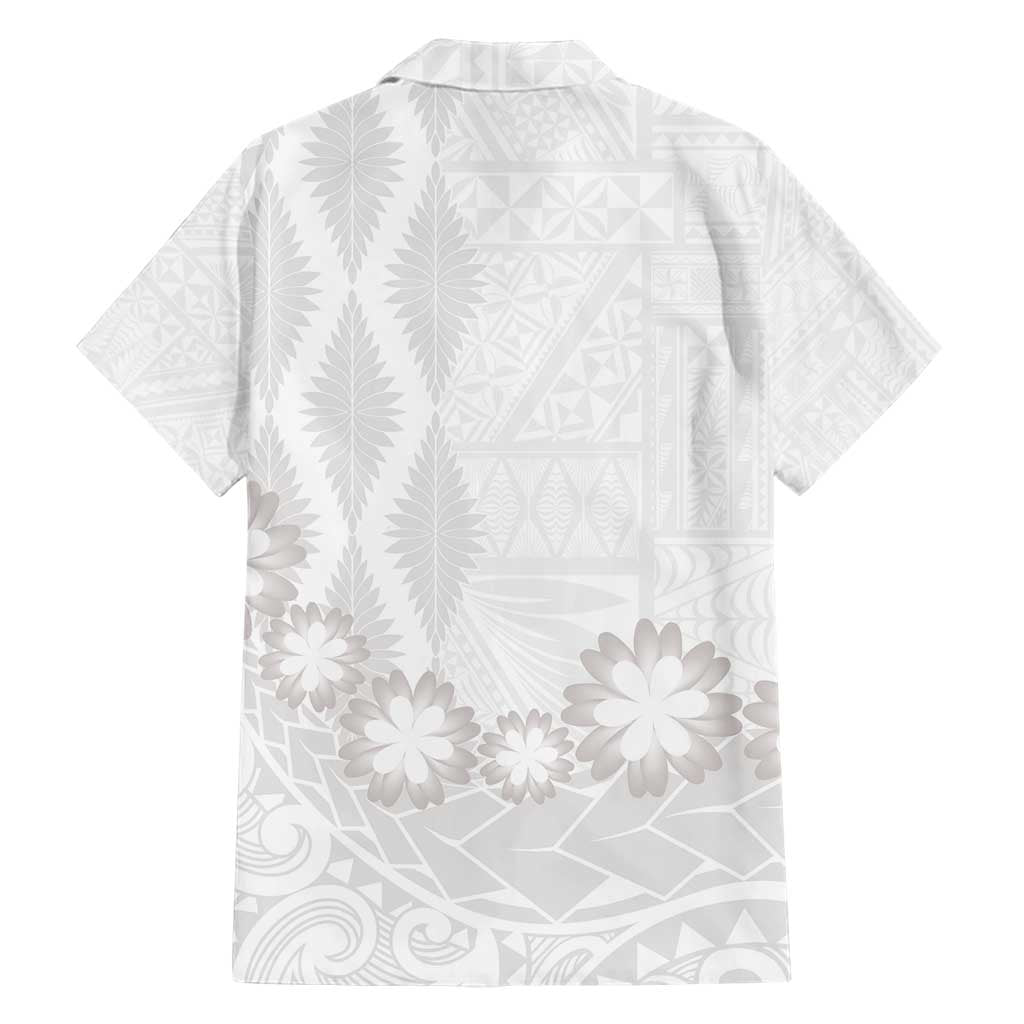 Tonga White Sunday Hawaiian Shirt Manuia le Aso Sa o Tamaiti Heilala With Ngatu Pattern