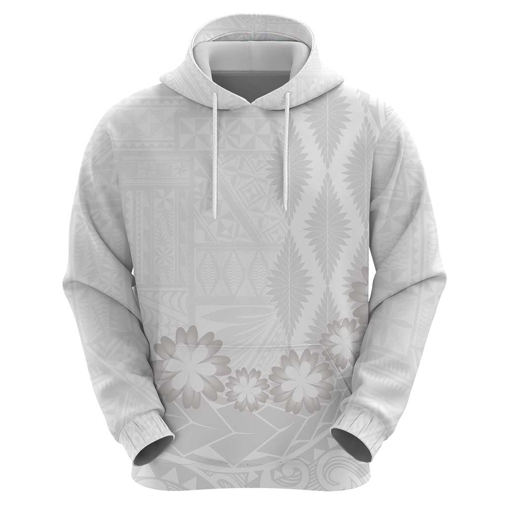 Tonga White Sunday Hoodie Manuia le Aso Sa o Tamaiti Heilala With Ngatu Pattern