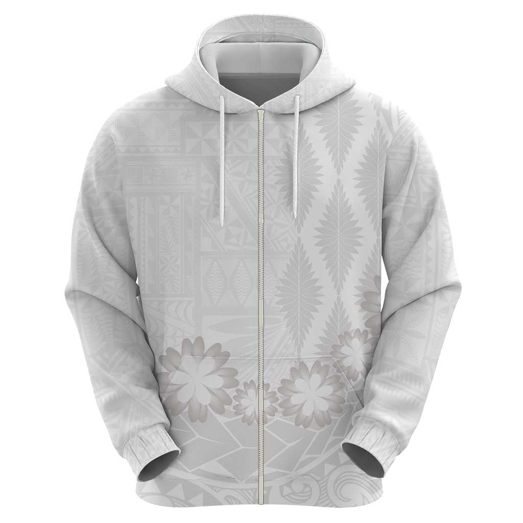 Tonga White Sunday Hoodie Manuia le Aso Sa o Tamaiti Heilala With Ngatu Pattern