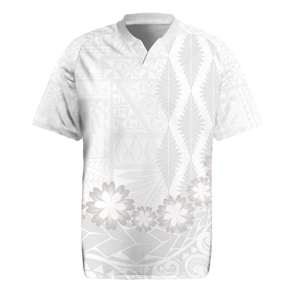 Tonga White Sunday Rugby Jersey Manuia le Aso Sa o Tamaiti Heilala With Ngatu Pattern