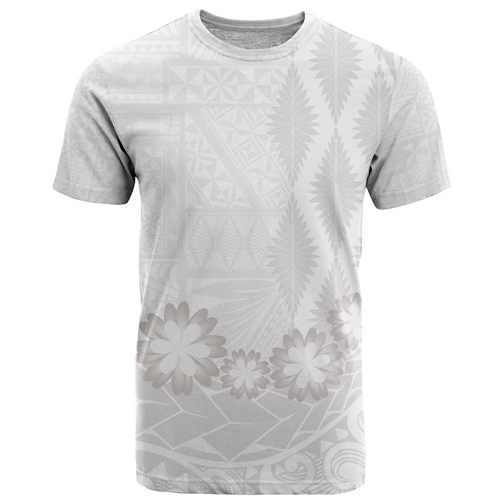 Tonga White Sunday T Shirt Manuia le Aso Sa o Tamaiti Heilala With Ngatu Pattern