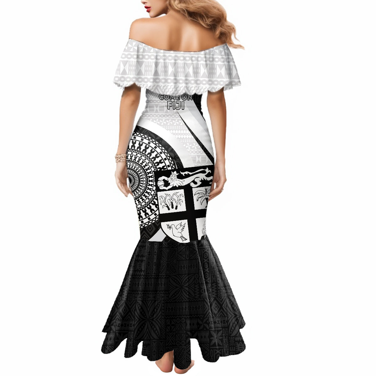 Fiji Rugby Mermaid Dress World Cup 2023 Go Champions Fijian Tapa Black Version LT14 - Polynesian Pride