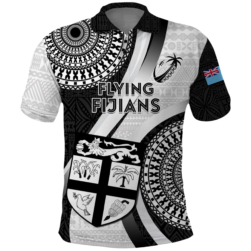 Fiji Rugby Polo Shirt World Cup 2023 Go Champions Fijian Tapa Black Version LT14 Black - Polynesian Pride