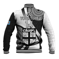 Custom Fiji Rugby Baseball Jacket World Cup 2023 Go Champions Fijian Tapa Black Version LT14 - Polynesian Pride