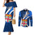 Fiji Rugby Couples Matching Mermaid Dress and Long Sleeve Button Shirts World Cup 2023 Go Champions Fijian Tapa Blue Version LT14 Blue - Polynesian Pride