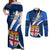 Fiji Rugby Couples Matching Off Shoulder Maxi Dress and Long Sleeve Button Shirts World Cup 2023 Go Champions Fijian Tapa Blue Version LT14 Blue - Polynesian Pride