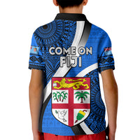Fiji Rugby Kid Polo Shirt World Cup 2023 Go Champions Fijian Tapa Blue Version LT14 - Polynesian Pride