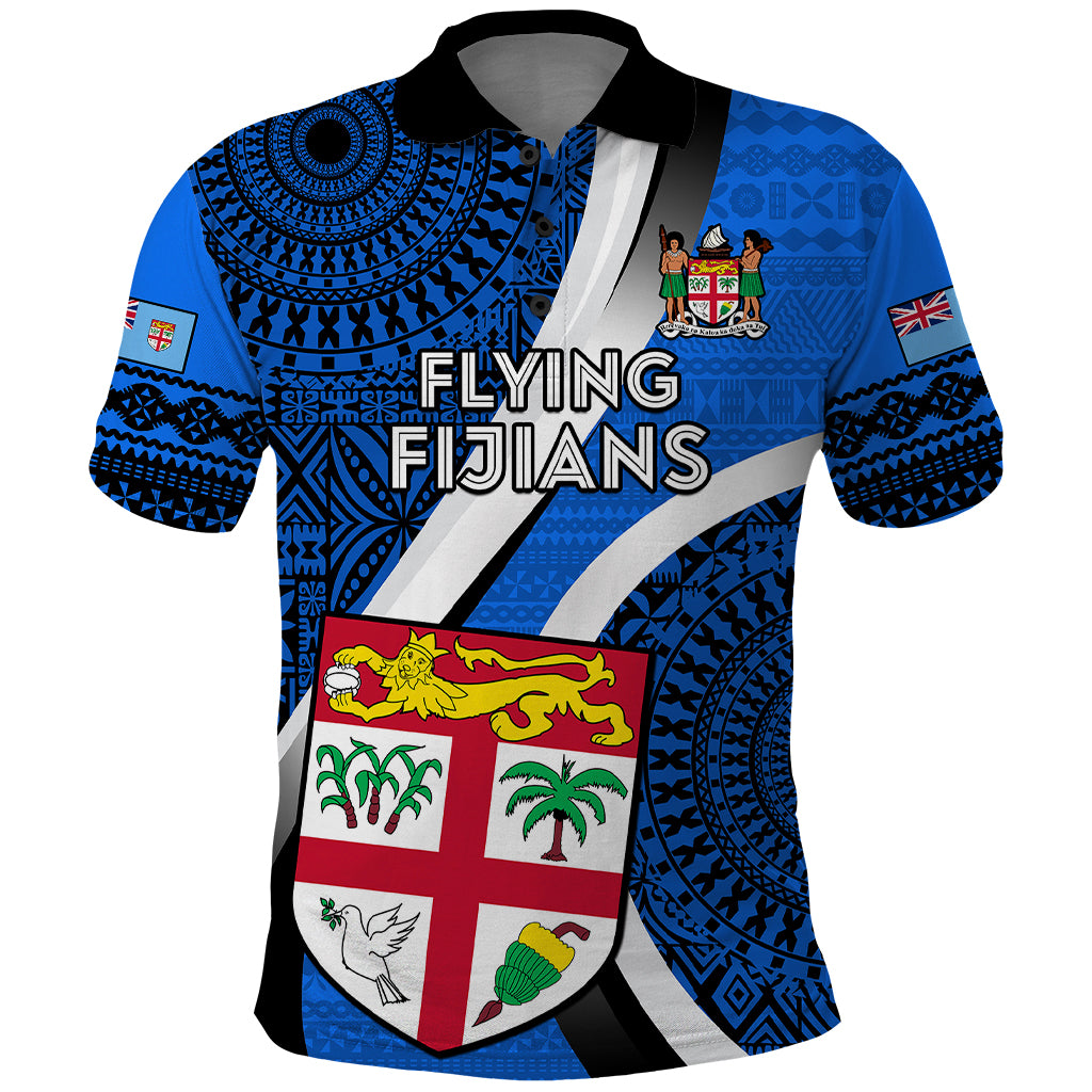 Fiji Rugby Polo Shirt World Cup 2023 Go Champions Fijian Tapa Blue Version LT14 Blue - Polynesian Pride