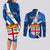 Custom Fiji Rugby Couples Matching Long Sleeve Bodycon Dress and Long Sleeve Button Shirts World Cup 2023 Go Champions Fijian Tapa Blue Version LT14 - Polynesian Pride