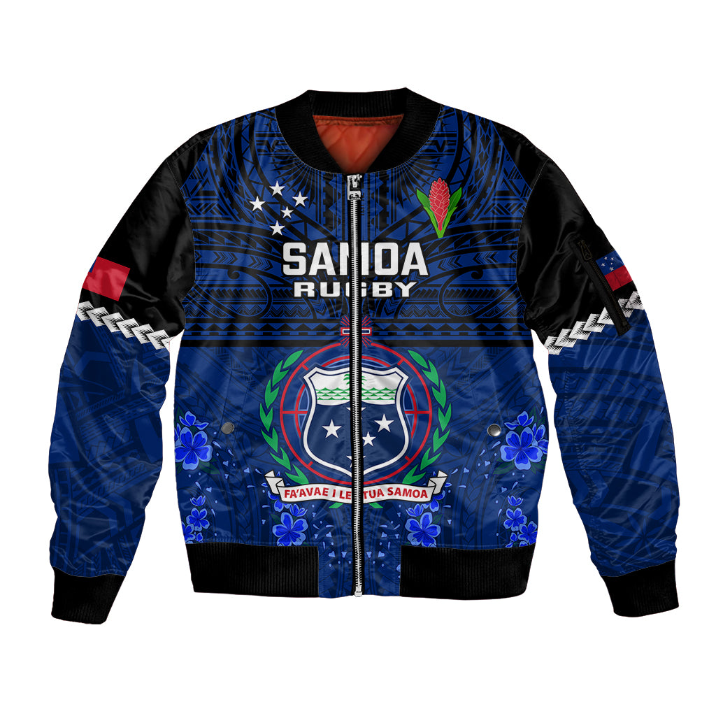 Samoa Rugby Sleeve Zip Bomber Jacket World Cup 2023 Go Champions Manu Samoa LT14 Unisex Blue - Polynesian Pride