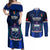 Custom Samoa Rugby Couples Matching Off Shoulder Maxi Dress and Long Sleeve Button Shirts World Cup 2023 Go Champions Manu Samoa LT14 Blue - Polynesian Pride