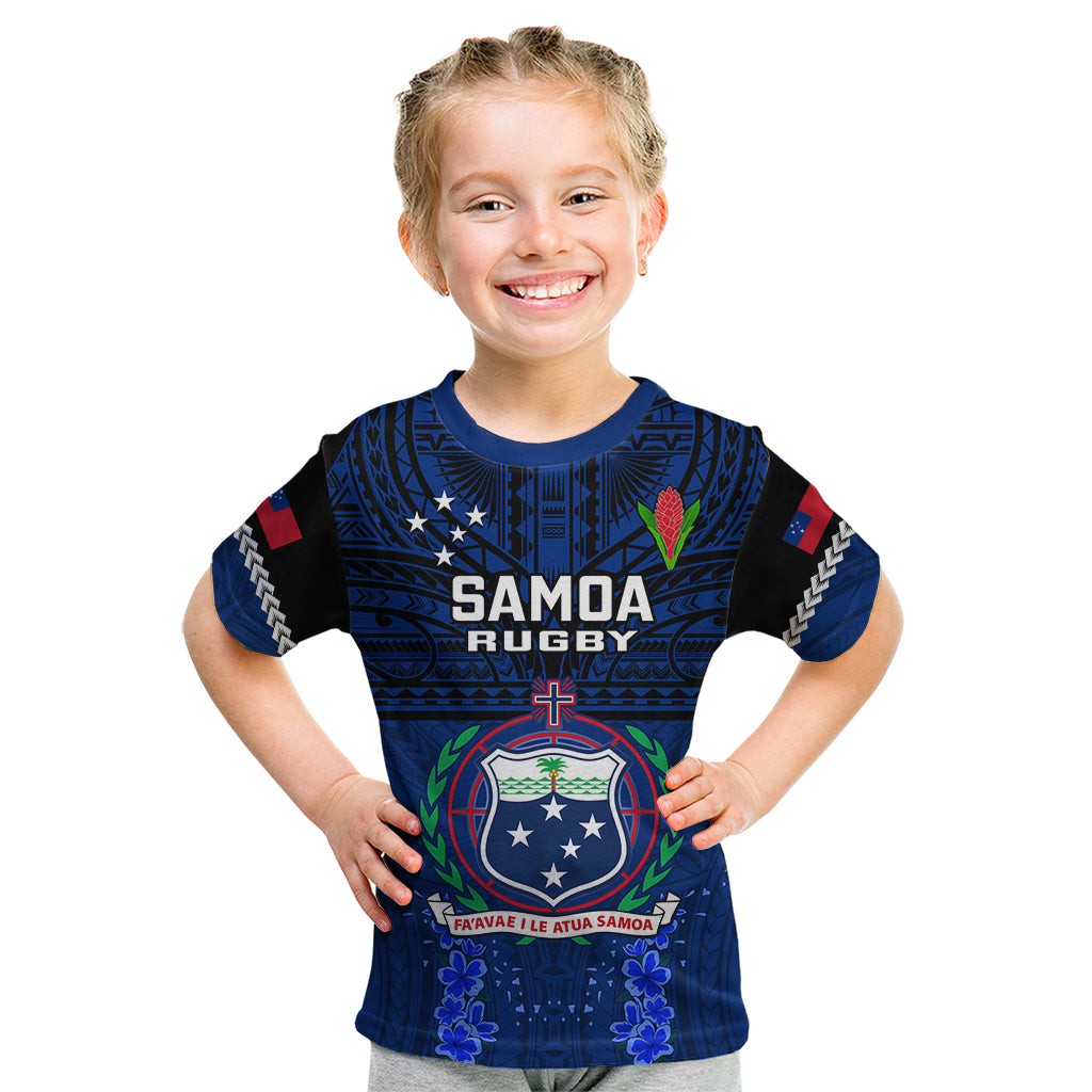 Custom Samoa Rugby Kid T Shirt World Cup 2023 Go Champions Manu Samoa LT14 Blue - Polynesian Pride