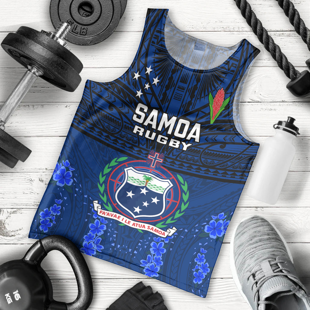 Custom Samoa Rugby Men Tank Top World Cup 2023 Go Champions Manu Samoa LT14 Blue - Polynesian Pride