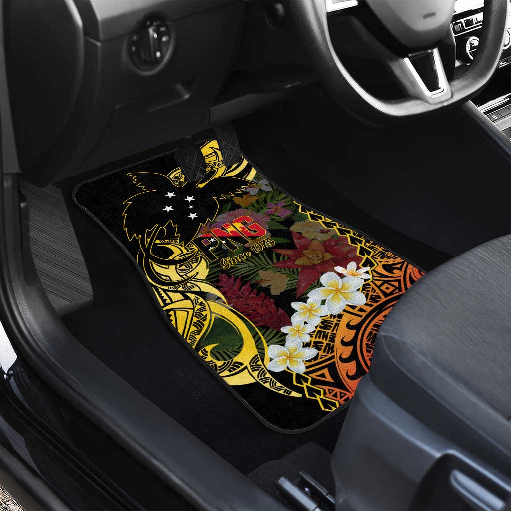 Papua New Guinea 50th Independence Anniversary Car Mats Independen Stet bilong Papua Niu Gini LT14 Set 2pcs - Back Black - Polynesian Pride