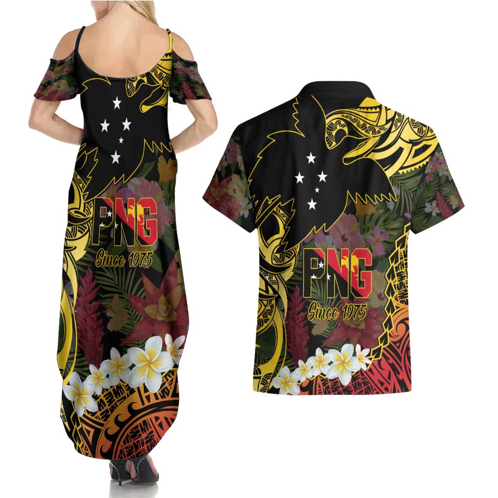 Papua New Guinea 50th Independence Anniversary Couples Matching Summer Maxi Dress and Hawaiian Shirt Independen Stet bilong Papua Niu Gini LT14
