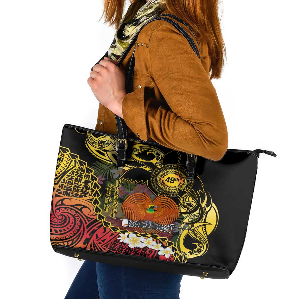 Papua New Guinea 49th Independence Anniversary Leather Tote Bag Independen Stet bilong Papua Niu Gini