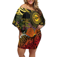 Papua New Guinea 50th Independence Anniversary Off Shoulder Short Dress Independen Stet bilong Papua Niu Gini LT14
