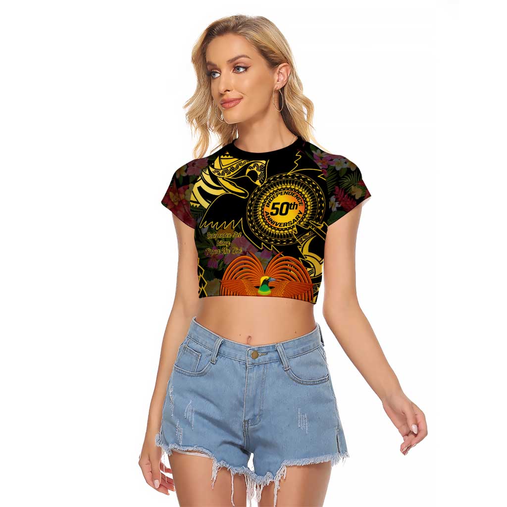 Papua New Guinea 50th Independence Anniversary Raglan Cropped T Shirt Independen Stet bilong Papua Niu Gini LT14