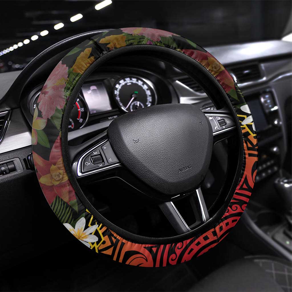 Papua New Guinea 50th Independence Anniversary Steering Wheel Cover Independen Stet bilong Papua Niu Gini LT14 Universal Fit Black - Polynesian Pride