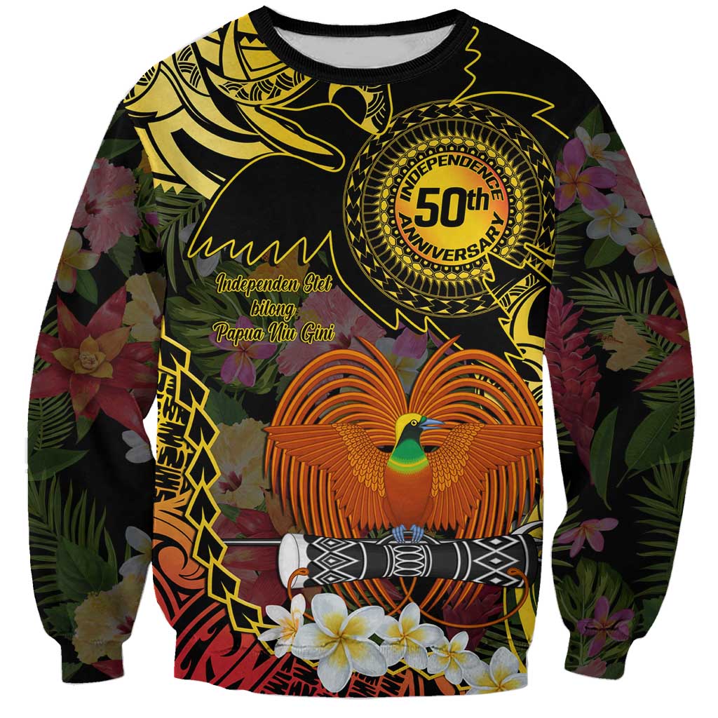 Papua New Guinea 50th Independence Anniversary Sweatshirt Independen Stet bilong Papua Niu Gini LT14 Unisex Black - Polynesian Pride