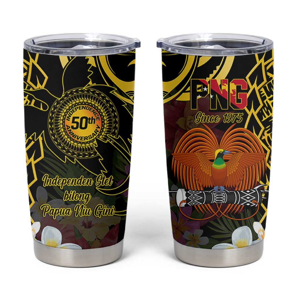 Papua New Guinea 50th Independence Anniversary Tumbler Cup Independen Stet bilong Papua Niu Gini LT14 Black - Polynesian Pride
