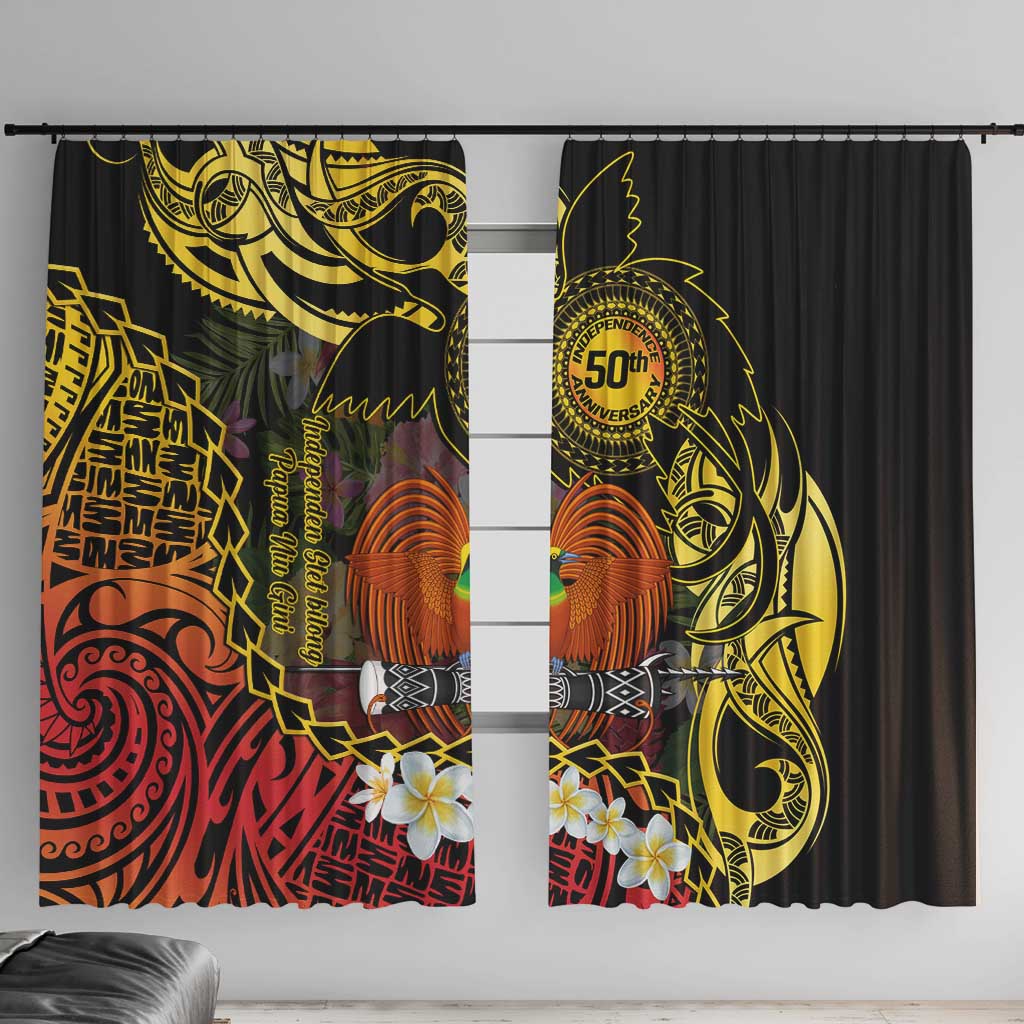 Papua New Guinea 50th Independence Anniversary Window Curtain Independen Stet bilong Papua Niu Gini LT14 With Hooks Black - Polynesian Pride