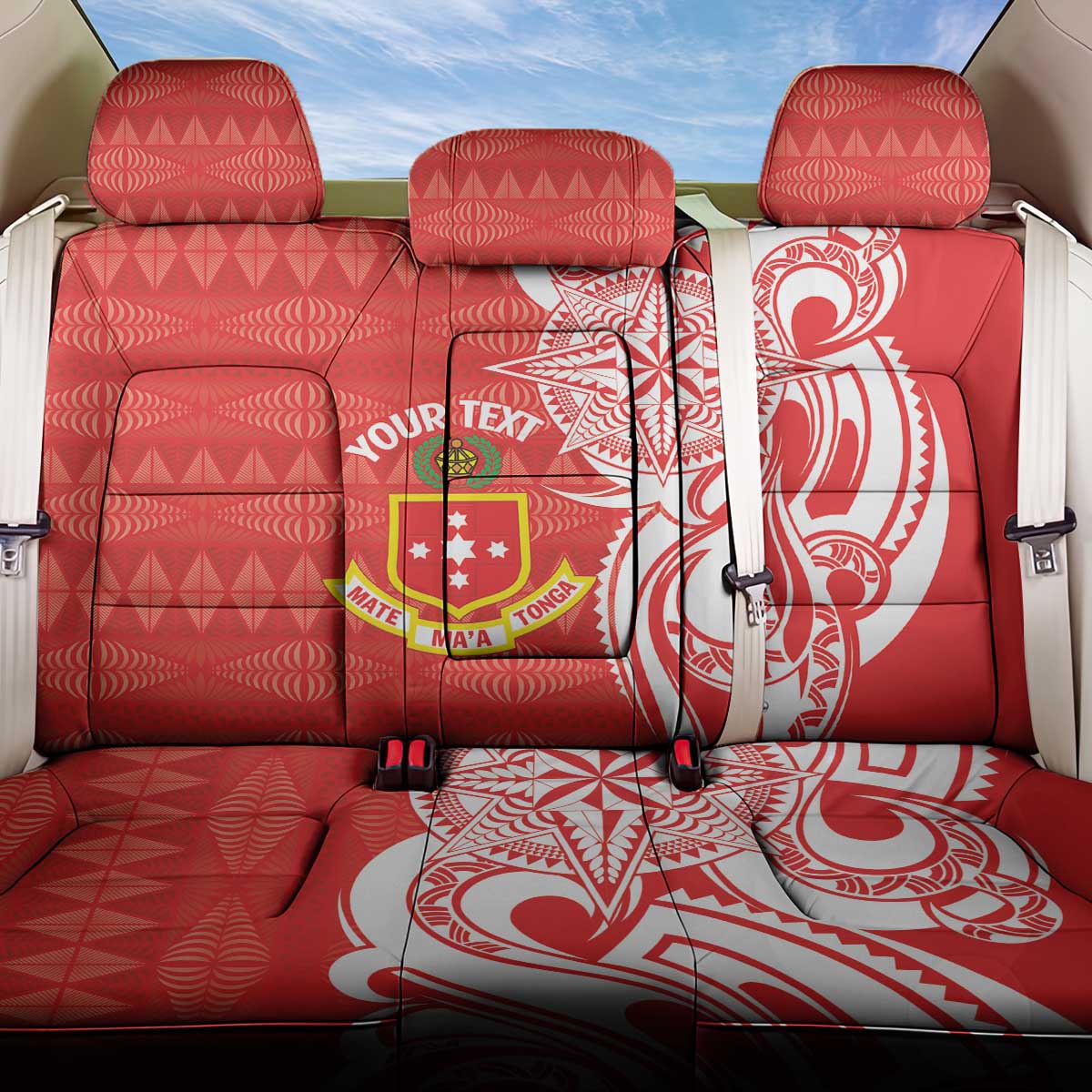 Personalised Kolisi Tonga Back Car Seat Cover Mate Maa Tonga Ngatu Pattern - Polynesian Pride