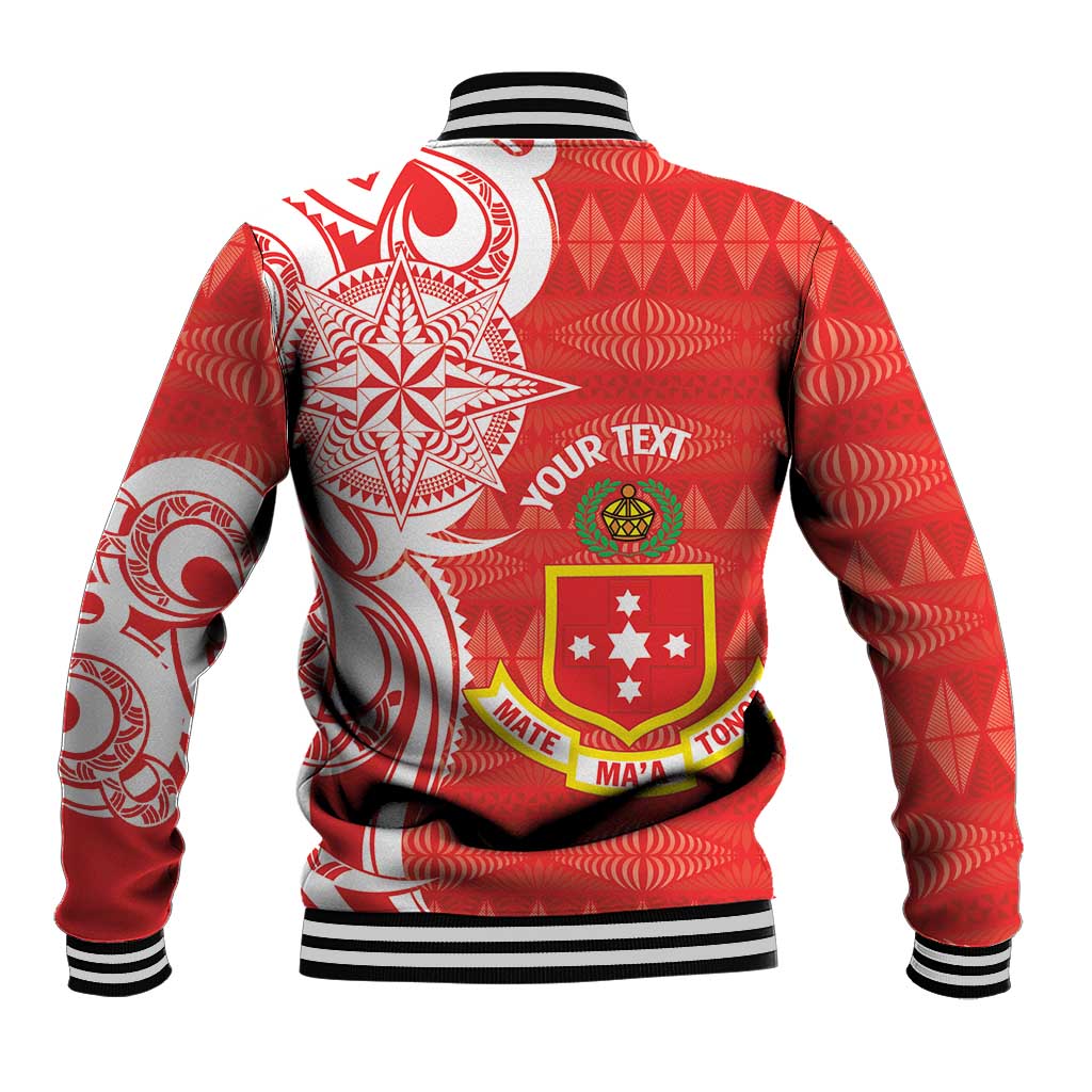 Personalised Kolisi Tonga Baseball Jacket Mate Maa Tonga Ngatu Pattern - Polynesian Pride