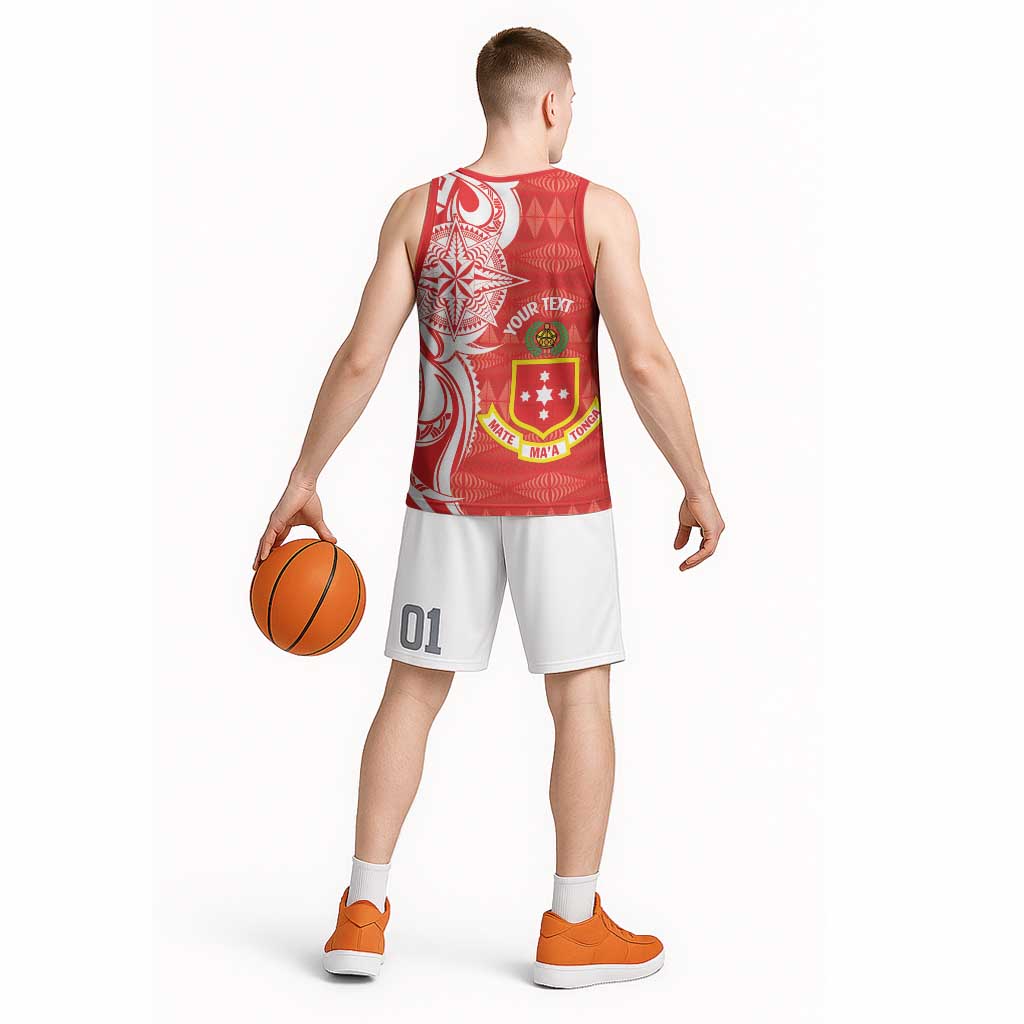 Personalised Kolisi Tonga Basketball Jersey Mate Maa Tonga Ngatu Pattern - Polynesian Pride