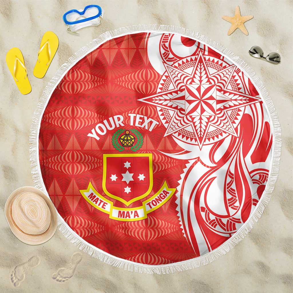 Personalised Kolisi Tonga Beach Blanket Mate Maa Tonga Ngatu Pattern - Polynesian Pride