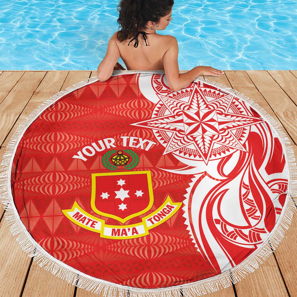 Personalised Kolisi Tonga Beach Blanket Mate Maa Tonga Ngatu Pattern - Polynesian Pride