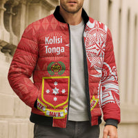 Personalised Kolisi Tonga Bomber Puffer Jacket Mate Maa Tonga Ngatu Pattern - Polynesian Pride
