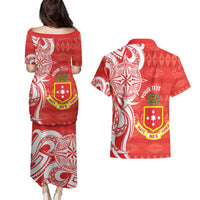 Personalised Kolisi Tonga Couples Matching Puletasi and Hawaiian Shirt Mate Maa Tonga Ngatu Pattern - Polynesian Pride