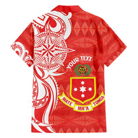 Personalised Kolisi Tonga Family Matching Long Sleeve Bodycon Dress and Hawaiian Shirt Mate Maa Tonga Ngatu Pattern - Polynesian Pride