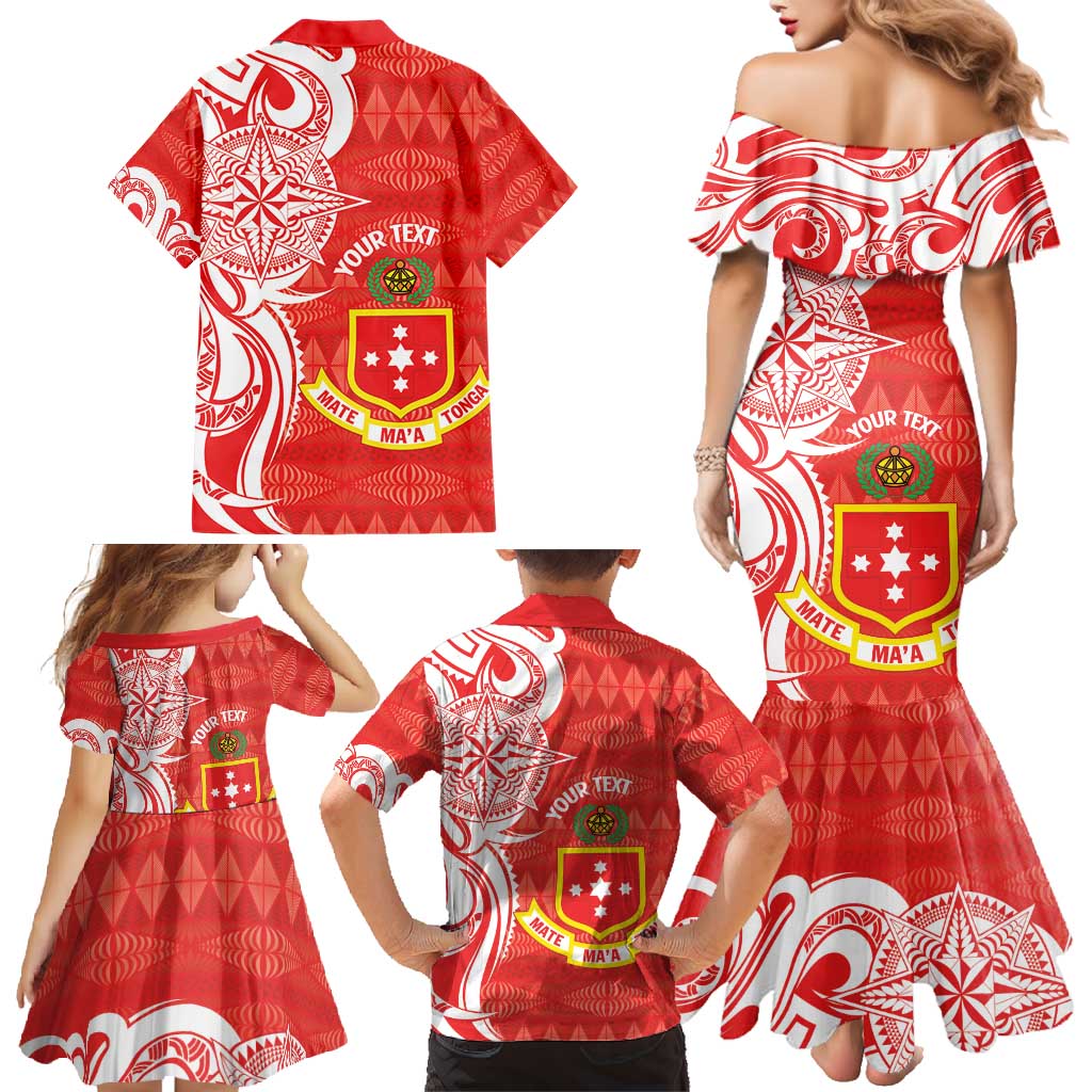 Personalised Kolisi Tonga Family Matching Mermaid Dress and Hawaiian Shirt Mate Maa Tonga Ngatu Pattern - Polynesian Pride
