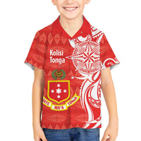 Personalised Kolisi Tonga Family Matching Off The Shoulder Long Sleeve Dress and Hawaiian Shirt Mate Maa Tonga Ngatu Pattern - Polynesian Pride
