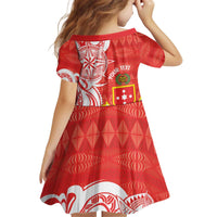 Personalised Kolisi Tonga Kid Short Sleeve Dress Mate Maa Tonga Ngatu Pattern - Polynesian Pride