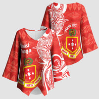 Personalised Kolisi Tonga Kimono Sleeve Blouse Mate Maa Tonga Ngatu Pattern - Polynesian Pride