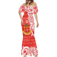 Personalised Kolisi Tonga Mermaid Dress Mate Maa Tonga Ngatu Pattern - Polynesian Pride