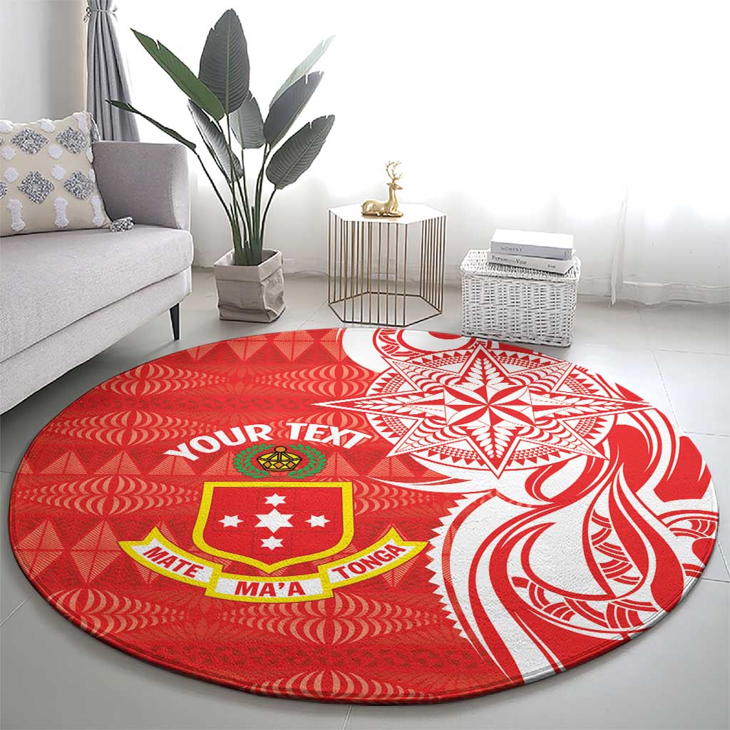 Personalised Kolisi Tonga Round Carpet Mate Maa Tonga Ngatu Pattern - Polynesian Pride