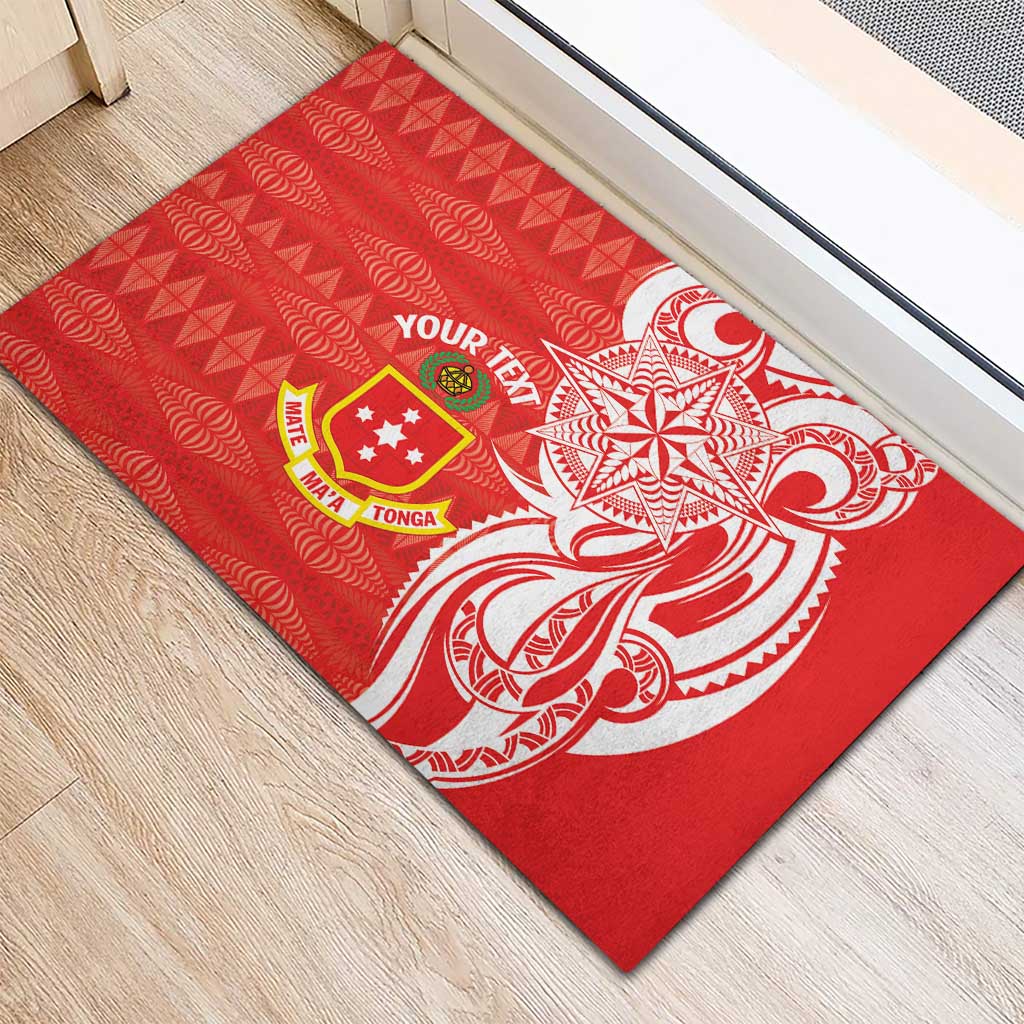 Personalised Kolisi Tonga Rubber Doormat Mate Maa Tonga Ngatu Pattern - Polynesian Pride