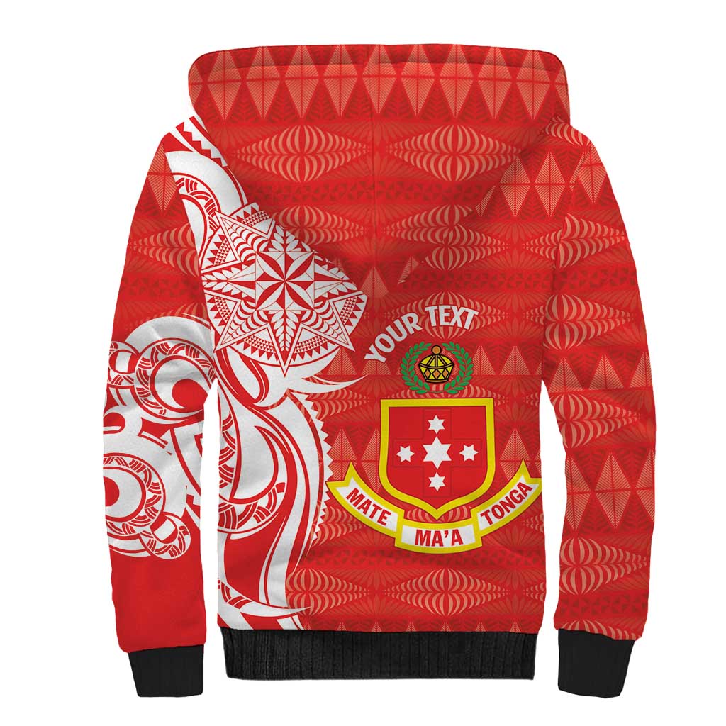 Personalised Kolisi Tonga Sherpa Hoodie Mate Maa Tonga Ngatu Pattern - Polynesian Pride
