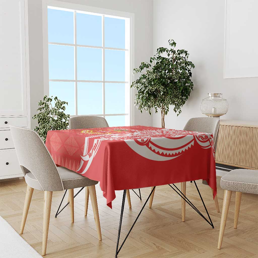 Personalised Kolisi Tonga Tablecloth Mate Maa Tonga Ngatu Pattern - Polynesian Pride