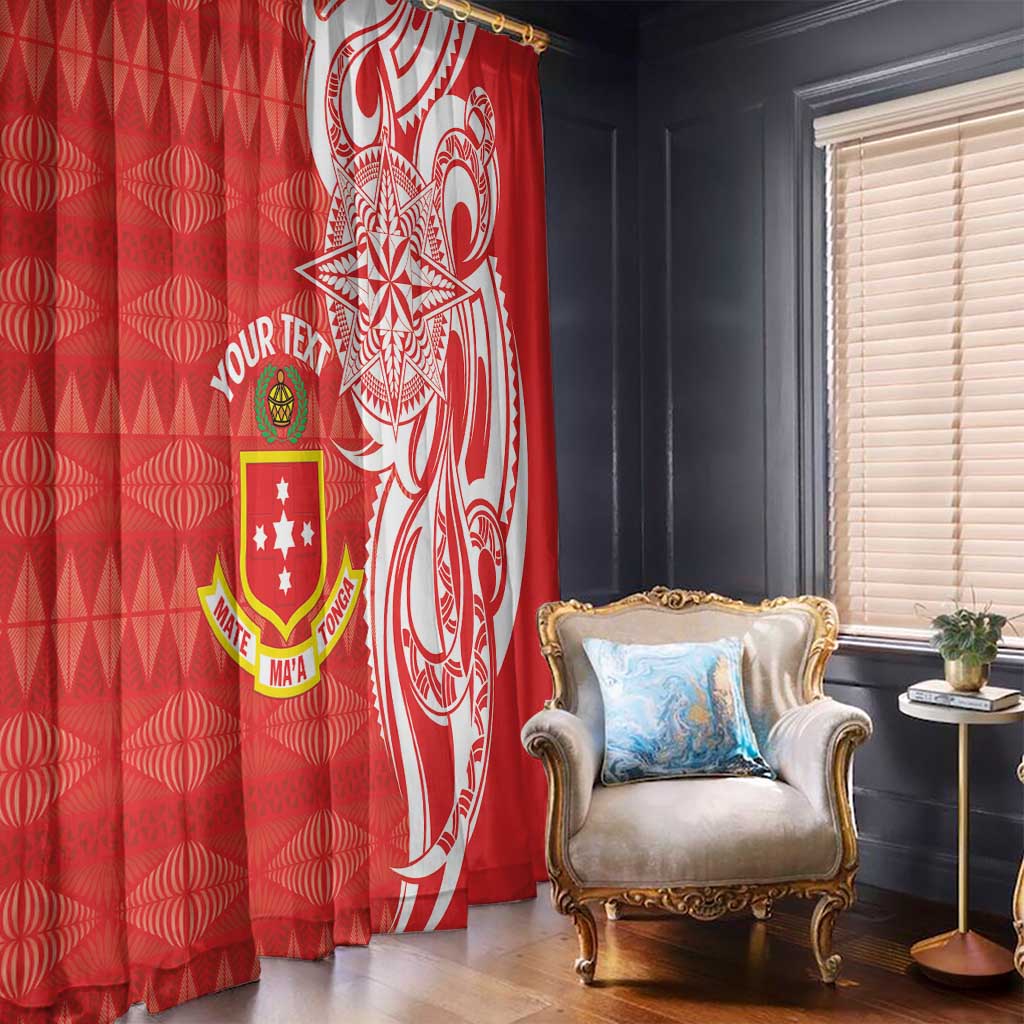 Personalised Kolisi Tonga Window Curtain Mate Maa Tonga Ngatu Pattern - Polynesian Pride