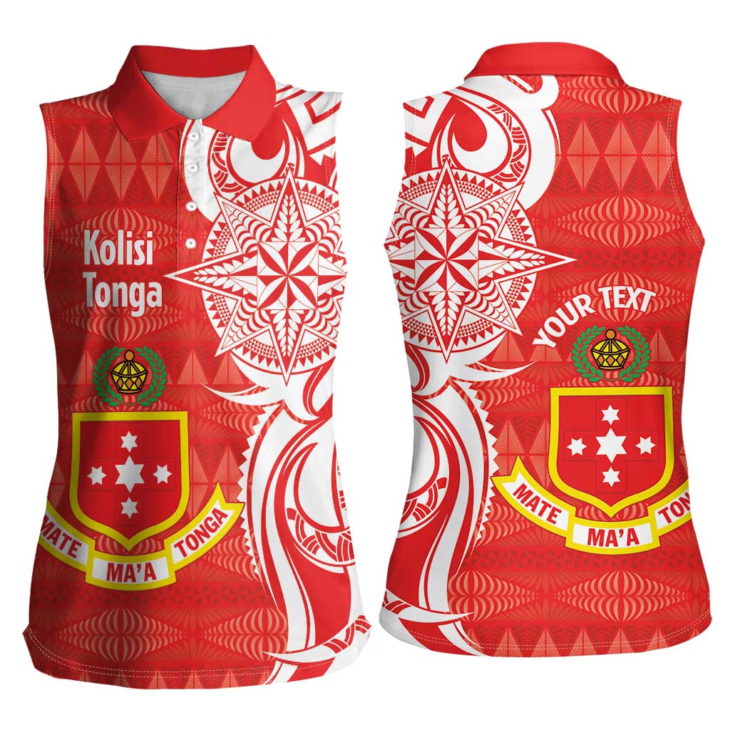 Personalised Kolisi Tonga Women Sleeveless Polo Shirt Mate Maa Tonga Ngatu Pattern - Polynesian Pride