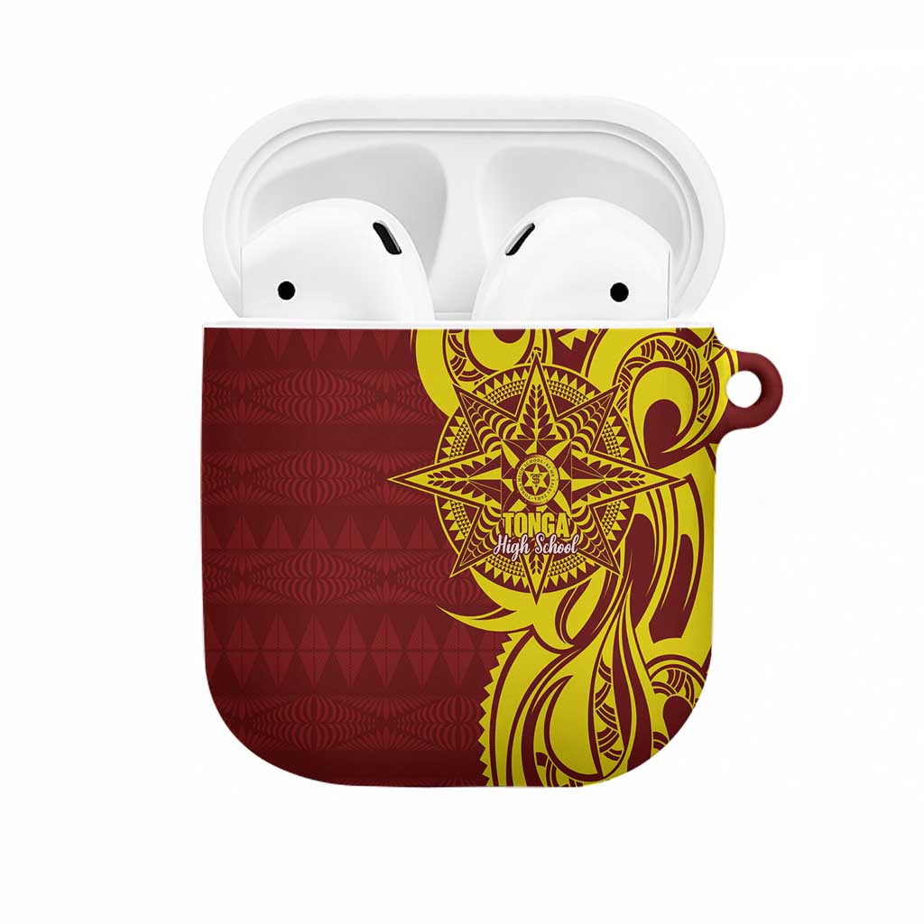 Personalised Tonga High School AirPods Case THS Tongan Ngatu Pattern - Polynesian Pride