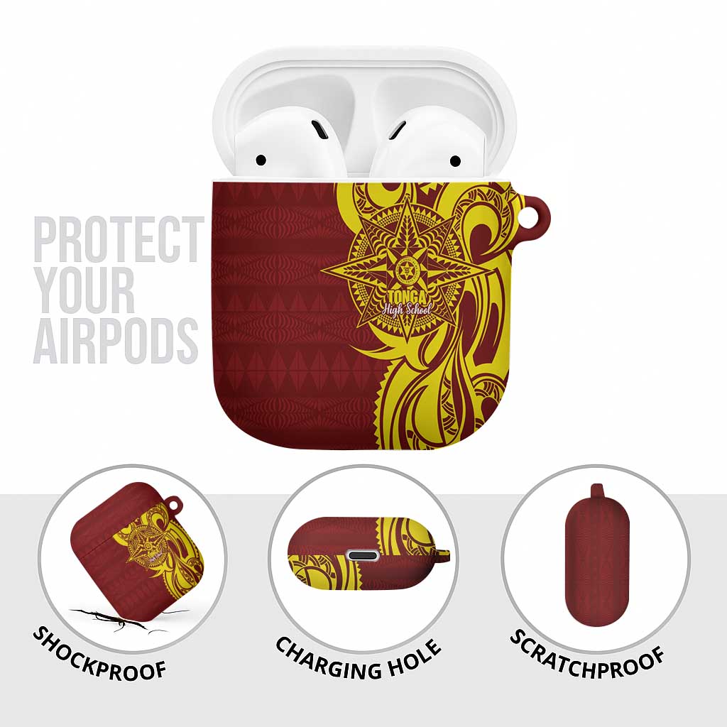 Personalised Tonga High School AirPods Case THS Tongan Ngatu Pattern - Polynesian Pride